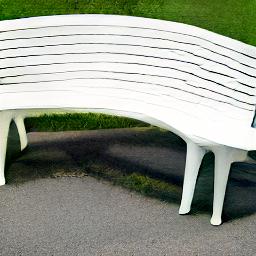 generated: a white plastic bench with a high arched back #7